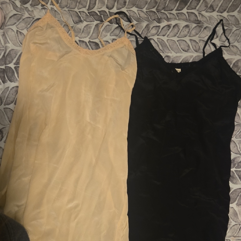 Elegant Black and Cream Slip Dress Set